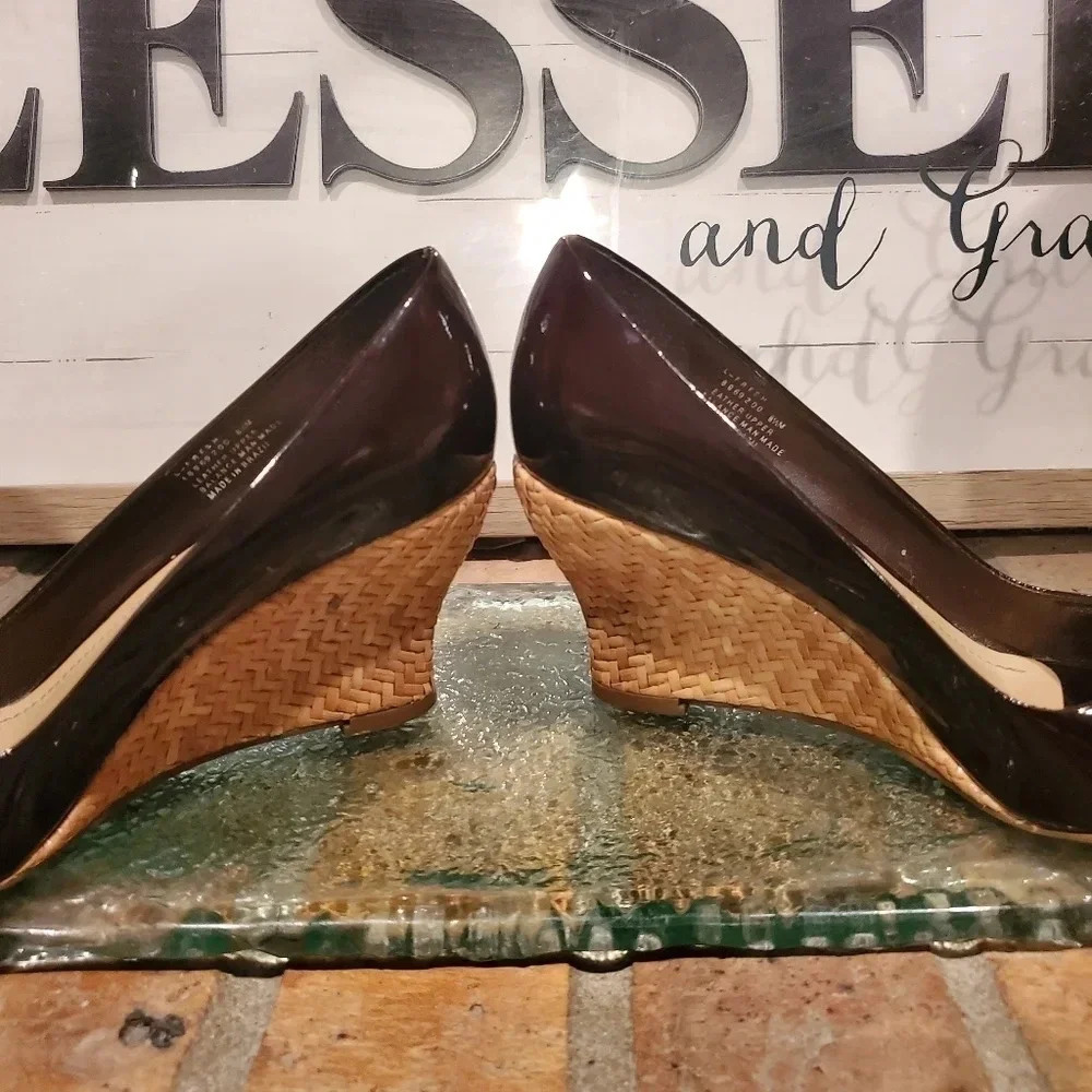 Franco Sarto L-Fresh Wedge Burgundy Weave Heel Wmns Sz 8.5 - Picture 3 of 13